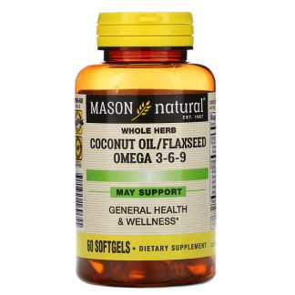 Mason Natural, Whole Herb Coconut Oil/Flaxseed Omega 3-6-9, 60 Softgels