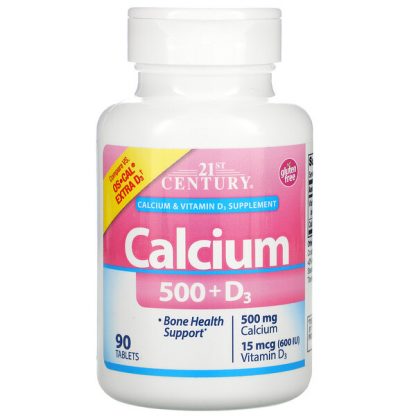 21st Century, Calcium 500 + D3, 15 mcg (600 IU), 90 Tablets