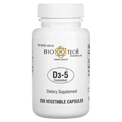 Bio Tech Pharmacal, D3-5 Cholecalciferol, 250 Vegetable Capsules