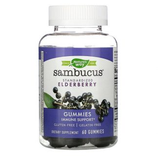 Nature's Way, Sambucus Standardized Elderberry Gummies with Vitamin C and Zinc, 60 Gummies