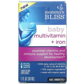 Mommy's Bliss, Baby Multivitamin + Iron, Ages 2 Months, Grape, 1 fl oz ( 30 ml)