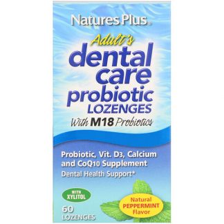 NaturesPlus, Adult's Dental Care Probiotic, Natural Peppermint Flavor, 60 Lozenges