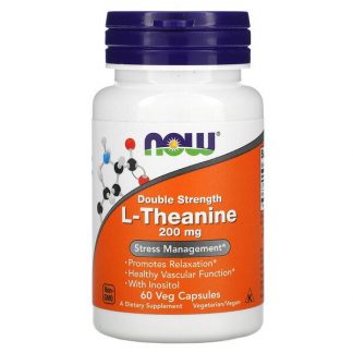 NOW Foods, L-Theanine, Double Strength, 200 mg, 60 Veg Capsules