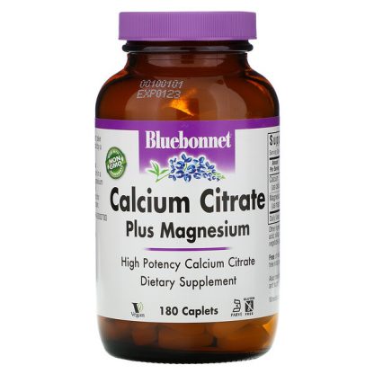 Bluebonnet Nutrition, Calcium Citrate Plus Magnesium, 180 Caplets