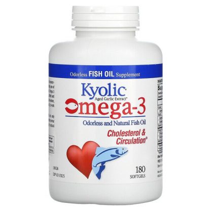 Kyolic, Aged Garlic Extract, Omega-3, Cholesterol & Circulation, 180 Softgels