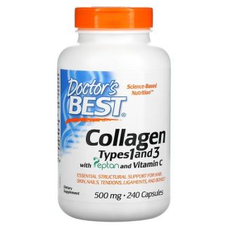 Doctor's Best, Collagen Types 1 and 3 with Peptan and Vitamin C, 125 mg, 240 Capsules