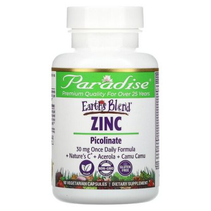 Paradise Herbs, Earth's Blend, Zinc, Picolinate, 90 Vegetarian Capsules