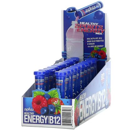 Zipfizz, Healthy Sports Energy Mix with Vitamin B12, Blueberry Raspberry, 20 Tubes, 0.39 oz (11 g) Each