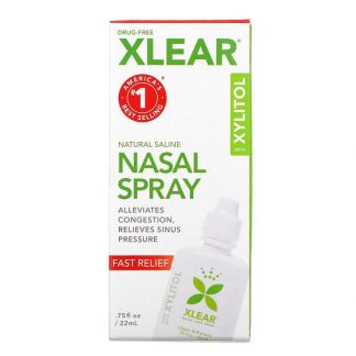 Xlear, Natural Saline Nasal Spray with Xylitol, Fast Relief, 0.75 fl oz (22 ml)