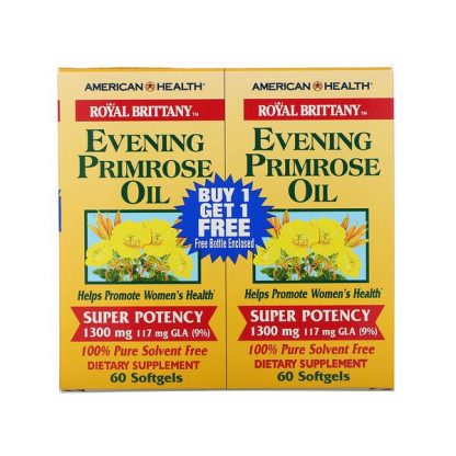 American Health, Royal Brittany, Evening Primrose Oil, 1300 mg, 2 Bottles, 60 Softgels Each