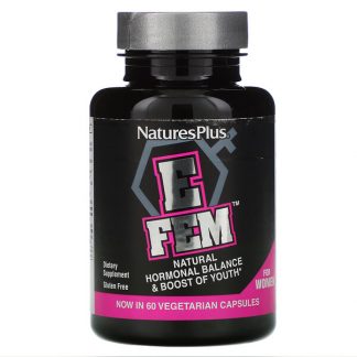 NaturesPlus, E Fem for Women, Natural Hormonal Balance & Boost of Youth, 60 Vegetarian Capsules