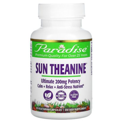 Paradise Herbs, Sun Theanine, 200 mg, 30 Vegetarian Capsules