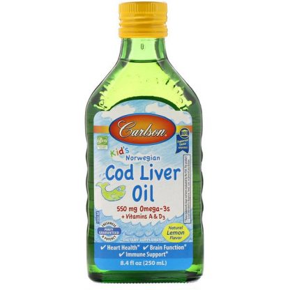 Carlson Labs, Kid's Norwegian, Cod Liver Oil, Natural Lemon Flavor, 8.4 fl oz (250 ml)