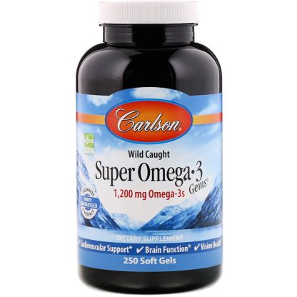 Carlson Labs, Wild Caught Super Omega-3 Gems, 600 mg, 250 Soft Gels