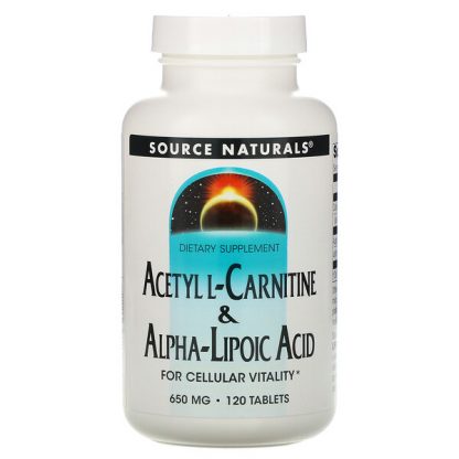 Source Naturals, Acetyl L-Carnitine & Alpha-Lipoic Acid, 650 mg, 120 Tablets