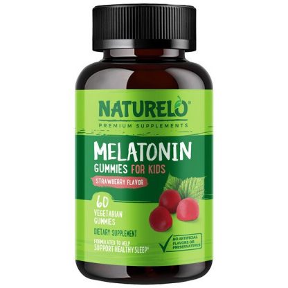 NATURELO, Melatonin Gummies For Kids, Strawberry, 60 Vegetarian Gummies