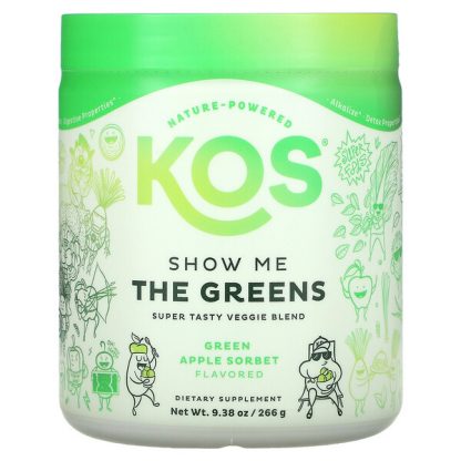 KOS, Show Me The Greens, Super Tasty Veggie Blend, Green Apple Sorbet, 9.38 oz (266 g)