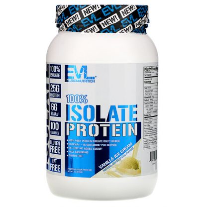 EVLution Nutrition, 100% Isolate Protein, Vanilla Ice Cream, 1.6 lb (726 g)