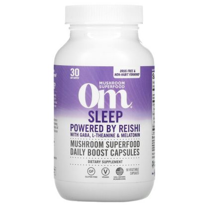 Om Mushrooms, Sleep, Powered by Reishi with GABA, L-Theanine & Melatonin, 90 Vegetable Capsules