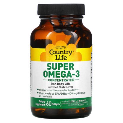 Country Life, Super Omega-3, Concentrated, 60 Softgels