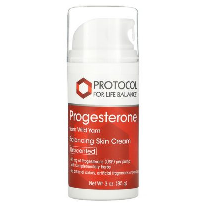 Protocol for Life Balance, Progesterone, Balancing Skin Cream, Unscented, 3 oz (85 g)