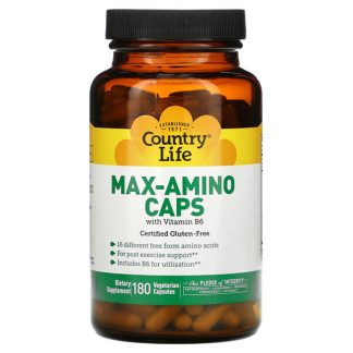 Country Life, Max-Amino Caps with Vitamin B-6, 180 Vegetarian Capsules