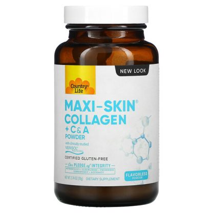 Country Life, Maxi-Skin Collagen + C & A Powder, Flavorless, 2.74 oz (78 g)