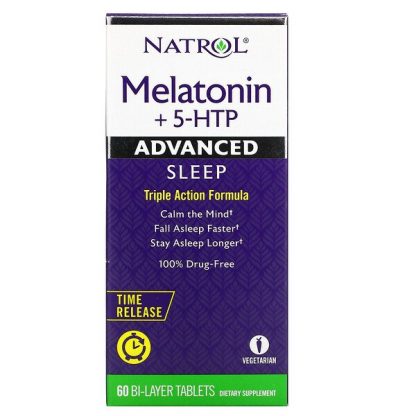 Natrol, Melatonin + 5-HTP, Advanced Sleep, 60 Bi-Layer Tablets