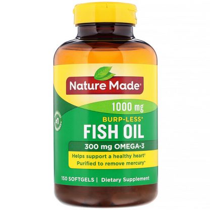 Nature Made, Fish Oil, Burp-Less, 1,000 mg, 150 Softgels