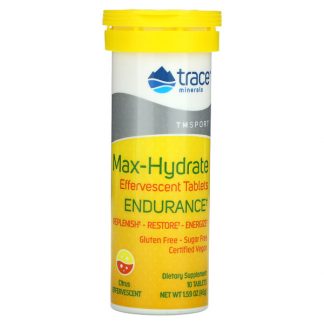 Trace Minerals ®, TM Sport, Max-Hydrate Endurance, Effervescent Tablets, Citrus, 10 Tablets, 1.59 oz (45 g)