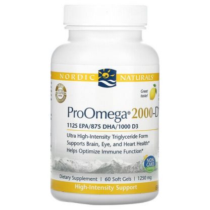 Nordic Naturals, ProOmega 2000-D, Lemon, 1250 mg, 60 Soft Gels