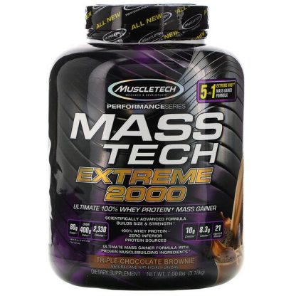 Muscletech, Mass Tech Extreme 2000, Triple Chocolate Brownie, 7.00 lb (3.18 kg)