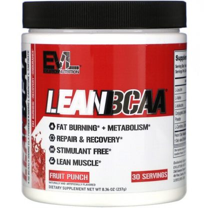 EVLution Nutrition, LEANBCAA, Fruit Punch, 8.36 oz (237 g)