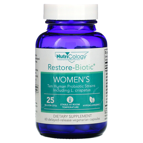 Nutricology, Restore-Biotic Women's, 25 Billion, 60 Delayed-Release Vegetarian Capsules