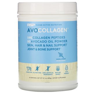 RSP Nutrition, AvoCollagen, Collagen Peptides & Avocado Oil Powder, Vanilla Bean, 14.1 oz (400 g)