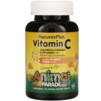 NaturesPlus, Source of Life, Animal Parade, Vitamin C, Natural Orange Juice Flavor, 90 Animal-Shaped Tablets