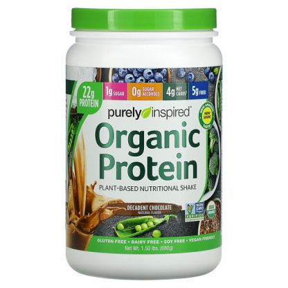 Purely Inspired, Organic Protein, Plant-Based Nutrition Shake, Decadent Chocolate, 1.5 lbs (680 g)