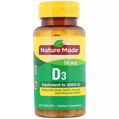 Nature Made, Vitamin D3, 50 mcg, 100 Tablets