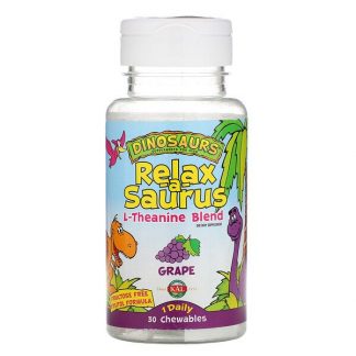 KAL, Dinosaurs, Relax-a-Saurus, L-Theanine Blend, Grape, 30 Chewables