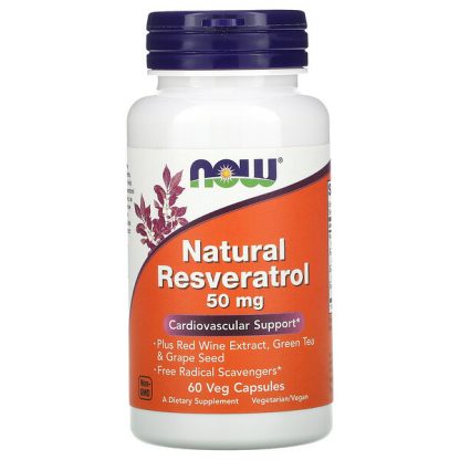 NOW Foods, Natural Resveratrol, 50 mg, 60 Veg Capsules