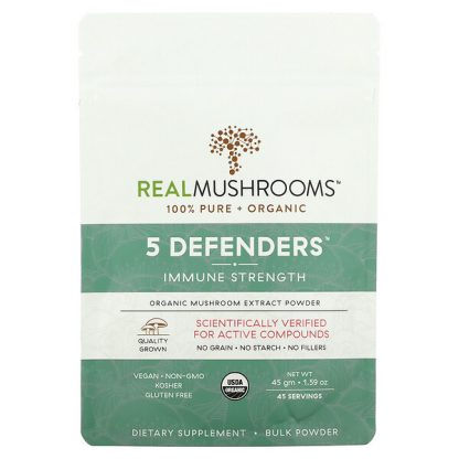 Real Mushrooms, Organic, 5 Defenders, Immune Strength, 1.59 oz (45 g)