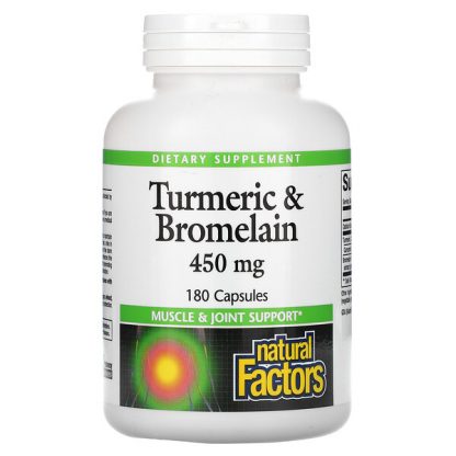 Natural Factors, Turmeric & Bromelain, 450 mg, 180 Capsules