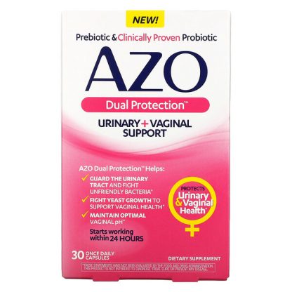 Azo, Dual Protection, Urinary + Vaginal Support, 30 Once Daily Capsules