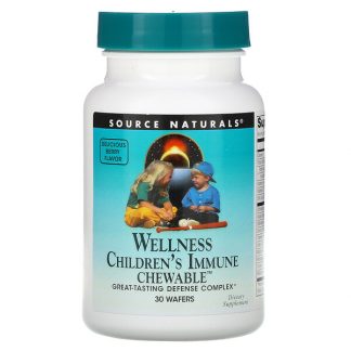 Source Naturals, Wellness, Children's Immune Chewable, Delicious Berry Flavor, 30 Wafers