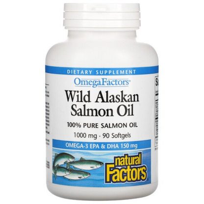 Natural Factors, Wild Alaskan Salmon Oil, 1,000 mg, 90 Softgels