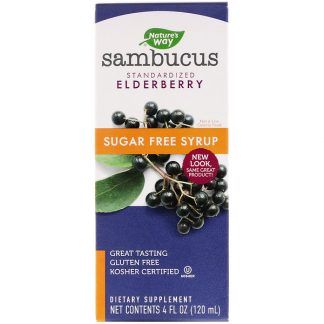 Nature's Way, Sambucus, Standardized Elderberry, Sugar-Free Syrup, 4 fl oz (120 ml)