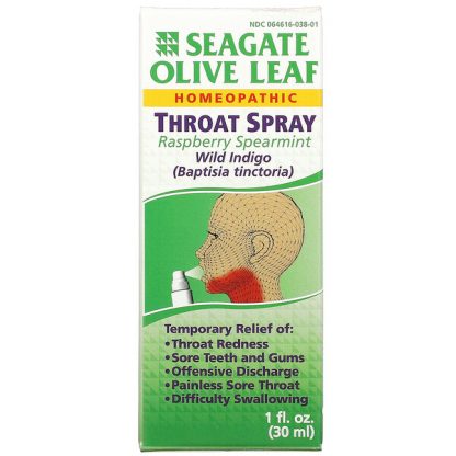 Seagate, Olive Leaf Throat Spray, Raspberry Spearmint, 1 fl oz (30 ml)