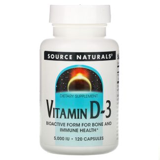 Source Naturals, Vitamin D-3, 5,000 IU, 120 Capsules