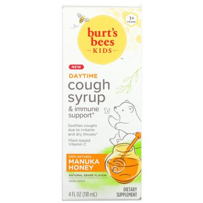 Burt's Bees, Kids, Cough Syrup & Immune Support, Daytime, 1+ Years, Natural Grape, 4 fl oz (118 ml)