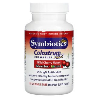 Symbiotics, Colostrum Plus, Wild Cherry Flavor, 120 Chewable Tabs